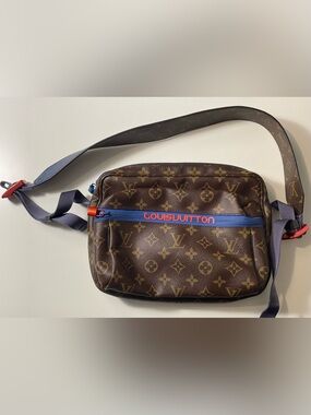 Louis Vuitton Brown and Blue Monogram Messenger Bag
